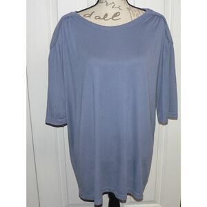 One One Six Women's Padded Shoulder Detail Top in Blue 3X